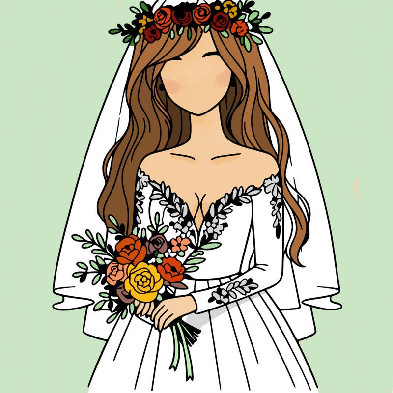 women in wedding dress with flower crown