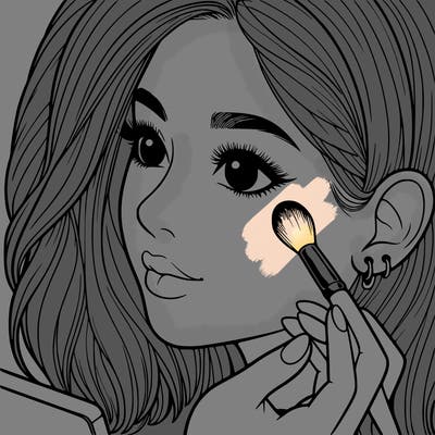 a realistic girl doing her makeup