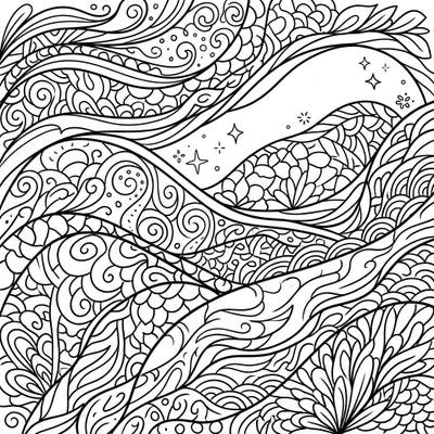 Explore the beauty of abstract art with this mesmerizing landscape coloring page. Its flowing lines and detailed patterns offer a wonderful opportunity for creative expression and mindful relaxation.