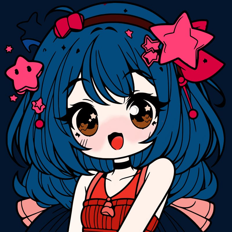 cute anime girl with star accessories
