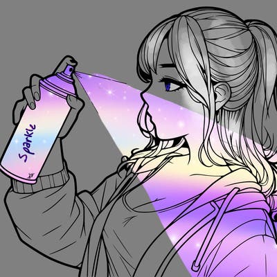 a realistic girl spray, painting