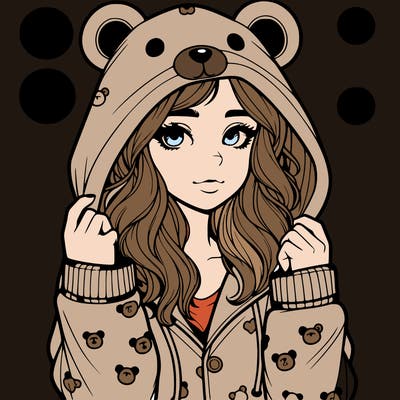 realistic girl in a animal pjs hoodie