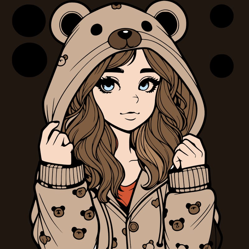 realistic girl in a animal pjs hoodie