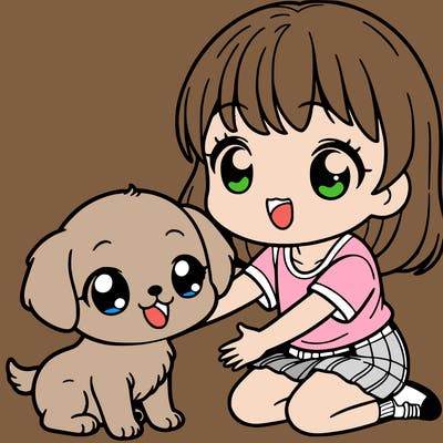 cute puppy with there girl owner