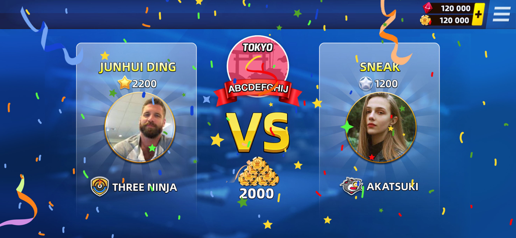 8 Ball Blitz - Billiards Games - 1 vs 1 multiplayer match screen in 8 Ball Blitz showing two player profiles and coin rewards