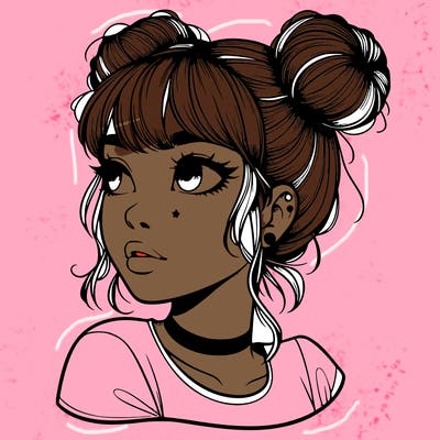 realistic girl with spacebuns