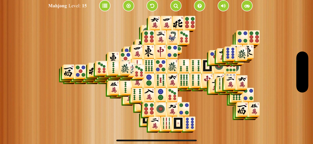 Mahjong Solitaire* - Jugabilidad clásica de Mahjong Solitario mostrando fichas dispuestas en forma de avión sobre un fondo de madera