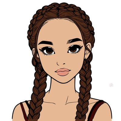 realistic girl with braids