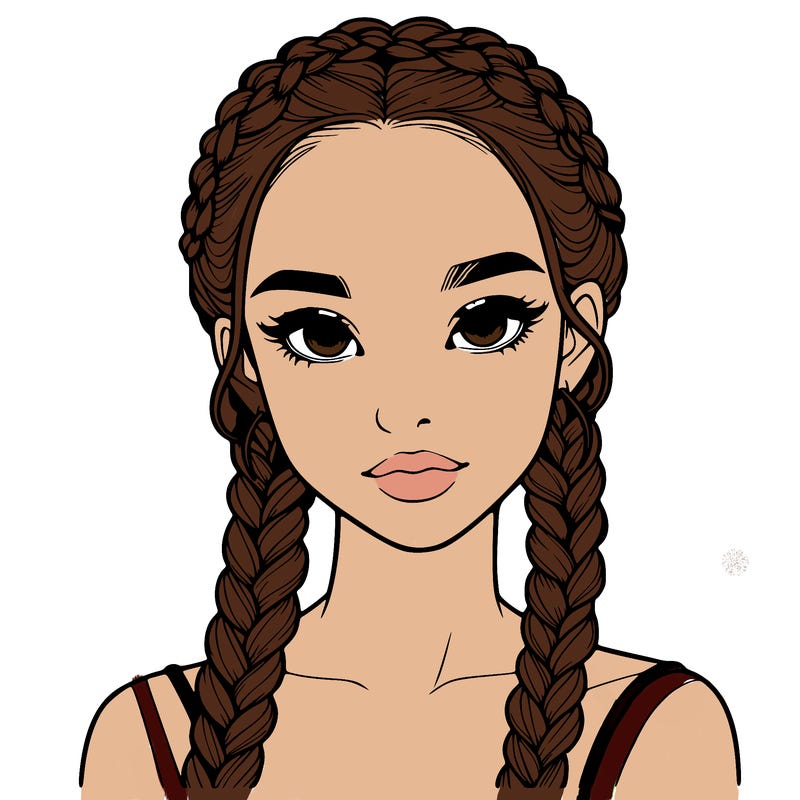 realistic girl with braids