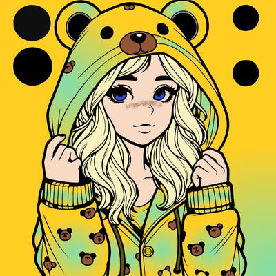 realistic girl in a animal pjs hoodie