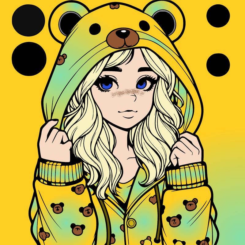 realistic girl in a animal pjs hoodie