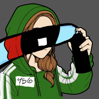 a realistic girl, spray painting