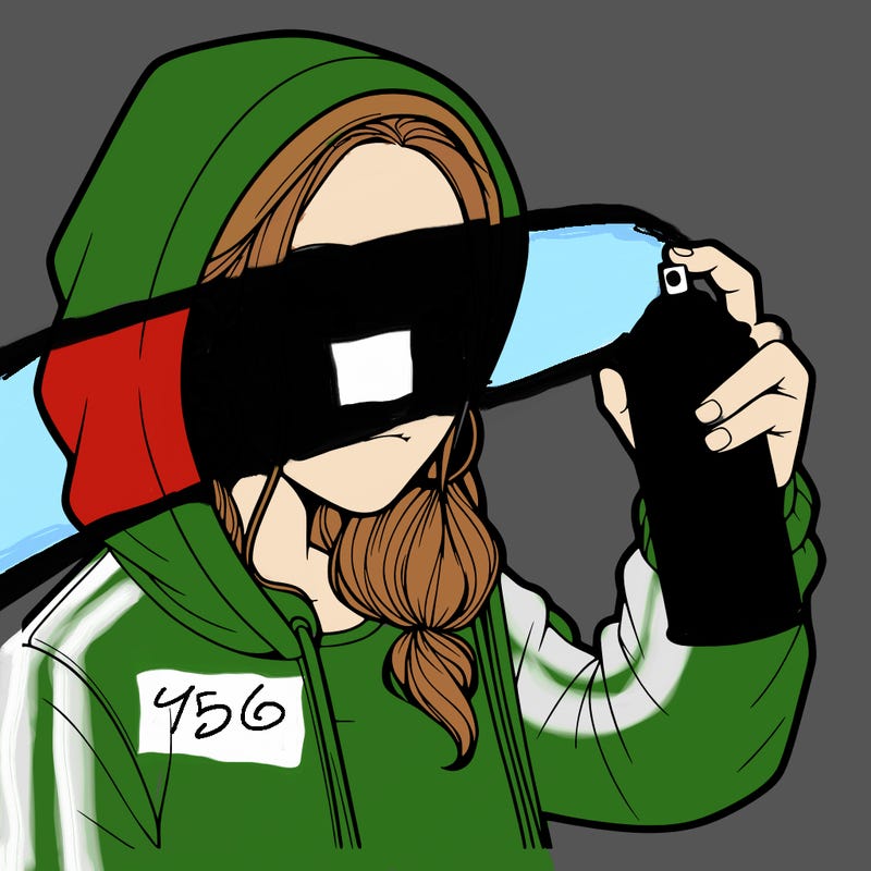 a realistic girl, spray painting