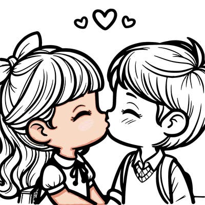 boy and girl kissing