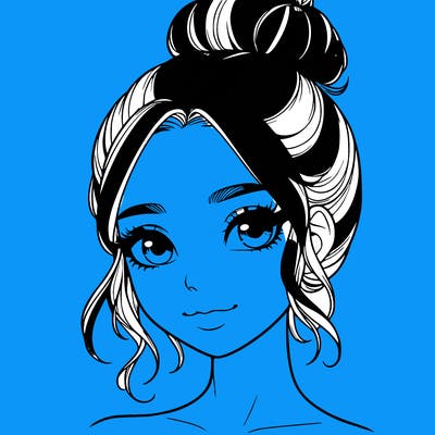 realistic pretty girl with hair in bun