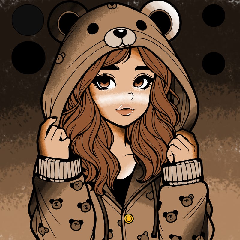 realistic girl in a animal pjs hoodie