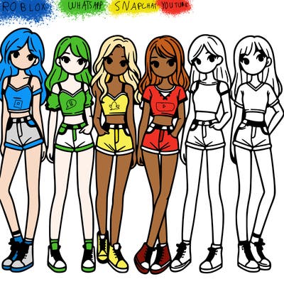 a group of girls wearing crop tops and shorts