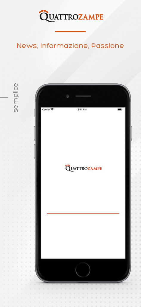 Quattrozampe Edicola Digitale - Quattrozampe Edicola Digitale app welcome screen on a smartphone showing the brand logo and slogan