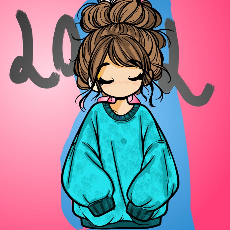 girl with baggy sweatshirt and messy bun