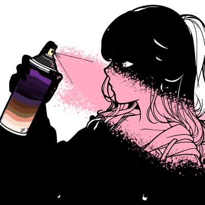 a realistic girl spray, painting