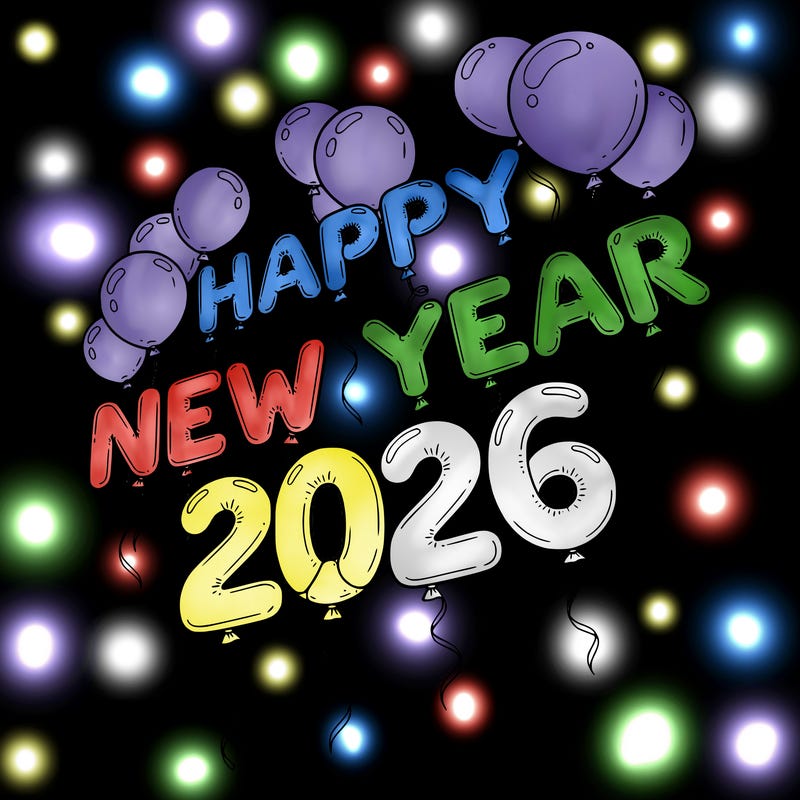 happy new year 2026 in balloons