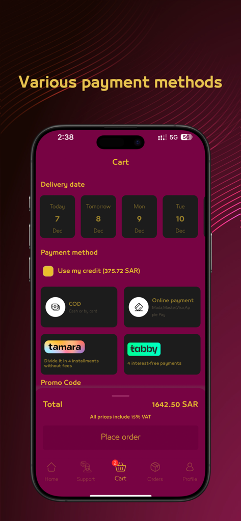 Turki Dabayh | تركي للذبائح - Checkout screen of Turki Dabayh app showing various payment methods and delivery date selection