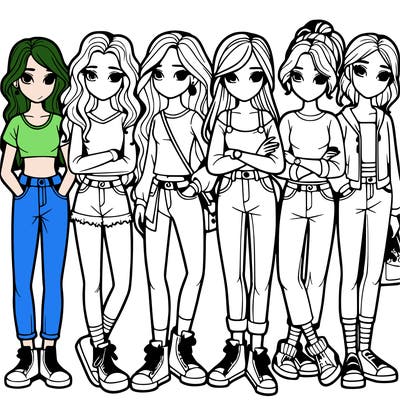 a group of teenage girls in a line