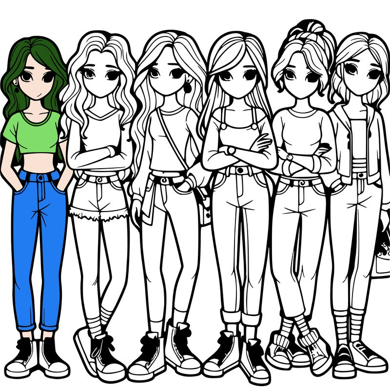 a group of teenage girls in a line