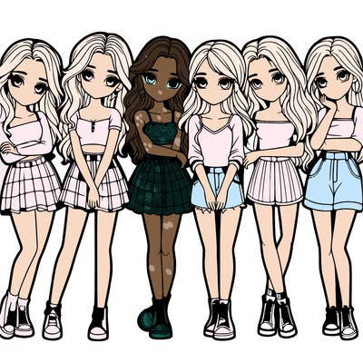 a group of girls realistic