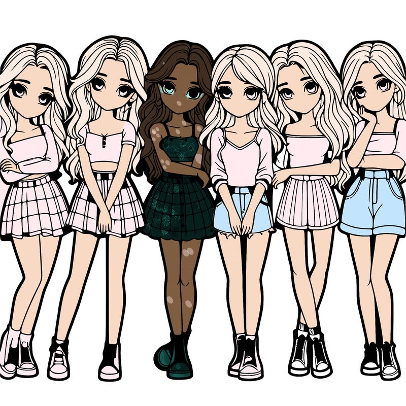 a group of girls realistic