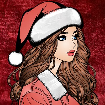 realistic girl in santa hat