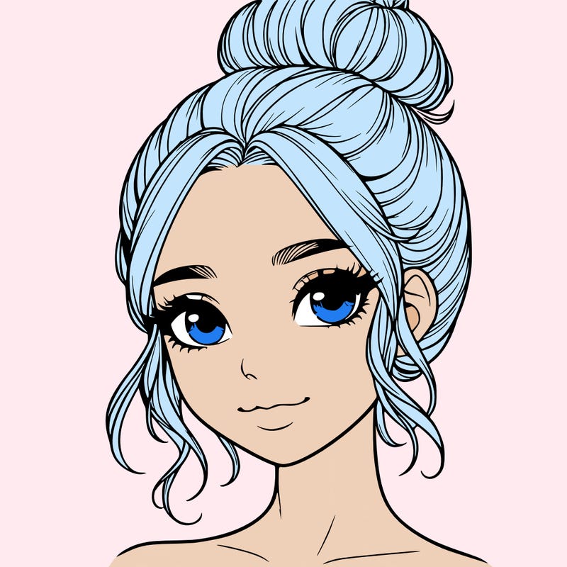 realistic pretty girl with hair in bun