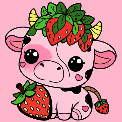 cute strawberry cow