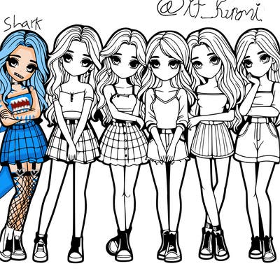 a group of girls realistic