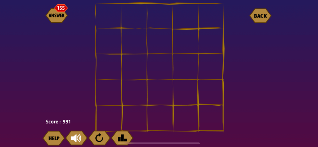 A minimalist 5x5 grid logic puzzle interface from the River IQ 2 brain training app
