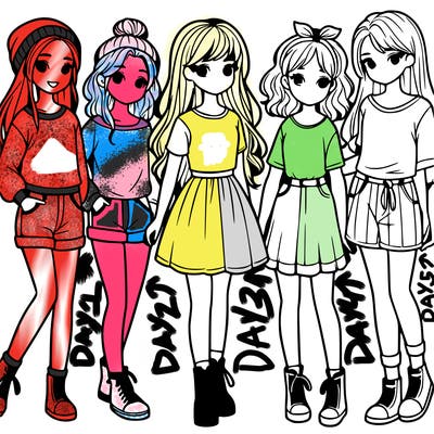 a group of five girls