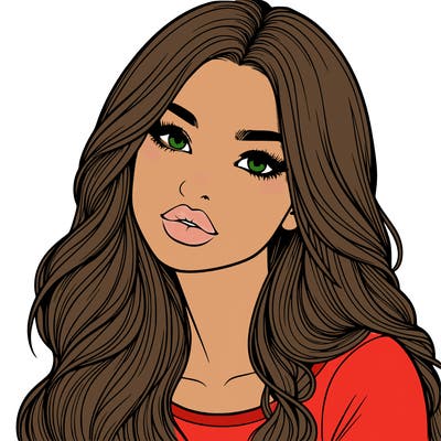 realistic girl with hair on her hair and lips