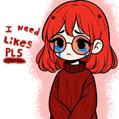sad girl with glasses in a sweater