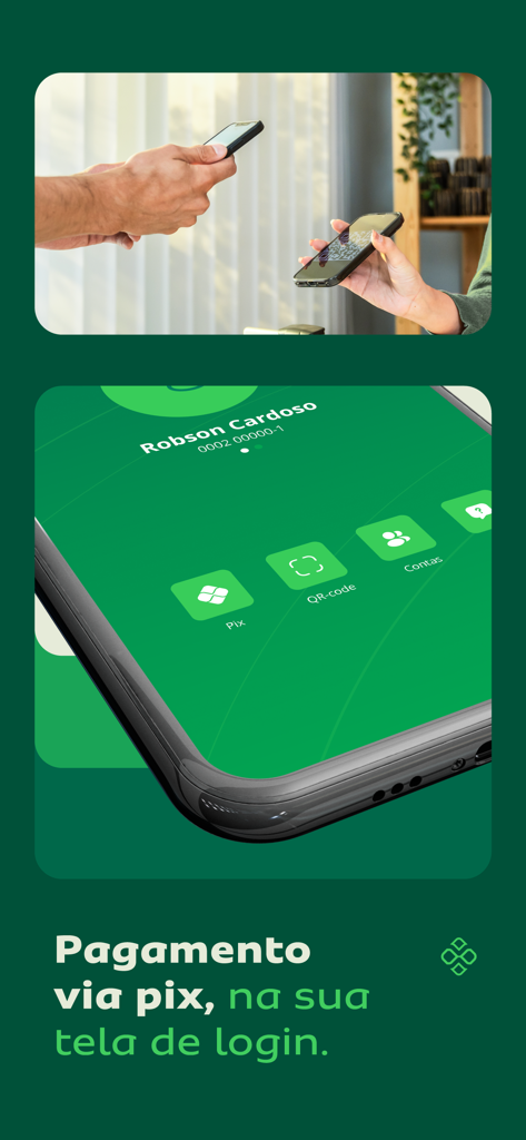 CrediSIS Internet Banking - Pantalla de inicio de sesión de la aplicación móvil CrediSIS con accesos directos para pagos PIX y con código QR