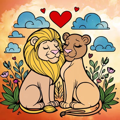 lion and lioness inlove