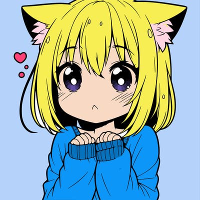 shy anime catgirl