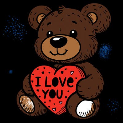 teddy bear holding an i love you heart