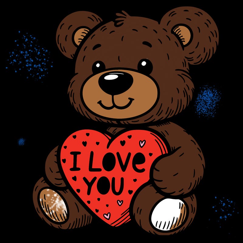 teddy bear holding an i love you heart
