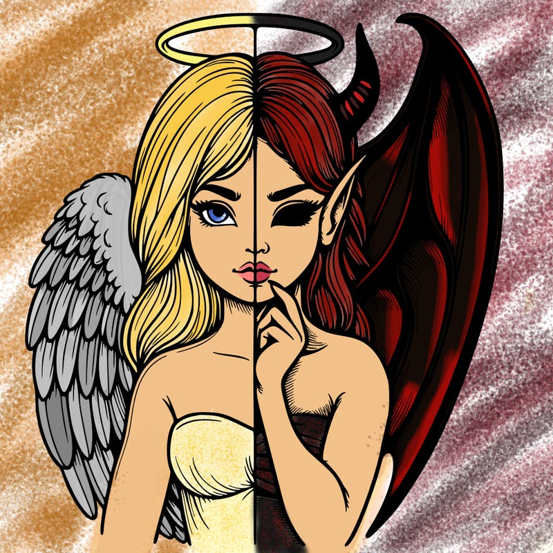 realistic angel half demon