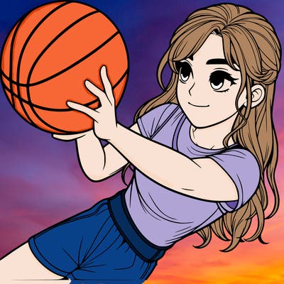 realistic girl playing basketball