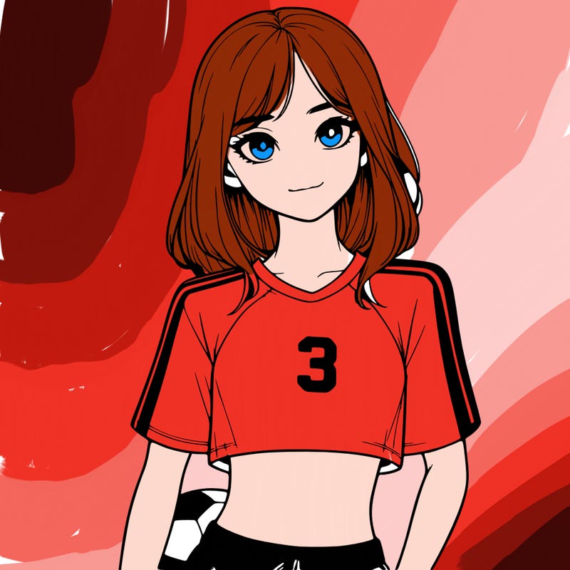 realistic girl wearing soccer jersey