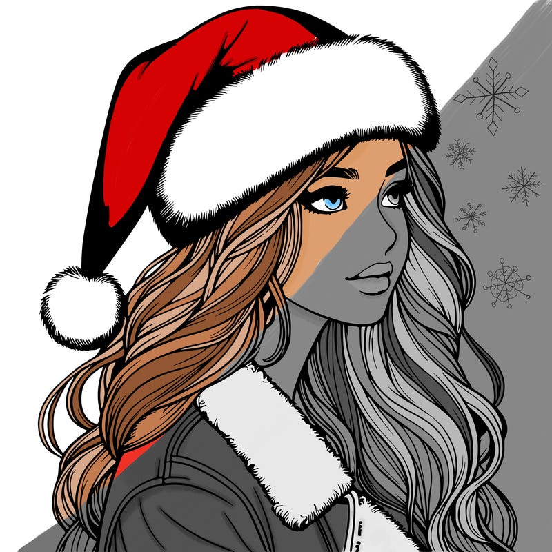 realistic girl in santa hat