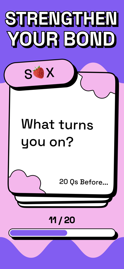 20 Questions: Game For Couples - 親密さとつながりに関する、カップル向けの関係ゲームの質問カード。