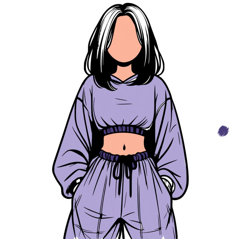 realistic girl faceless with baggy pants and a crop top
