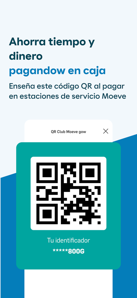 ガソリンスタンドでの迅速な支払いと報酬のための、Moeveアプリに表示されたQRコード